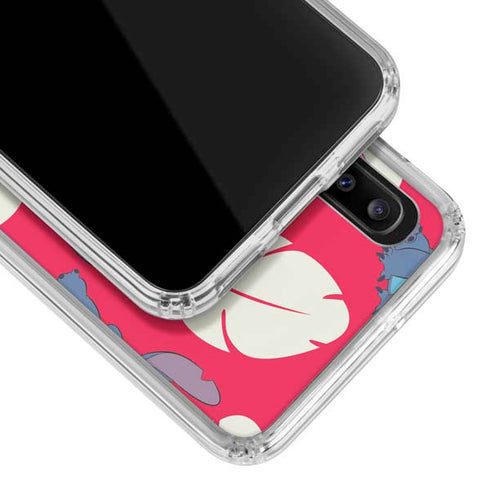 Disney Lilo and Stitch Character Pattern Galaxy A20 Clear Case