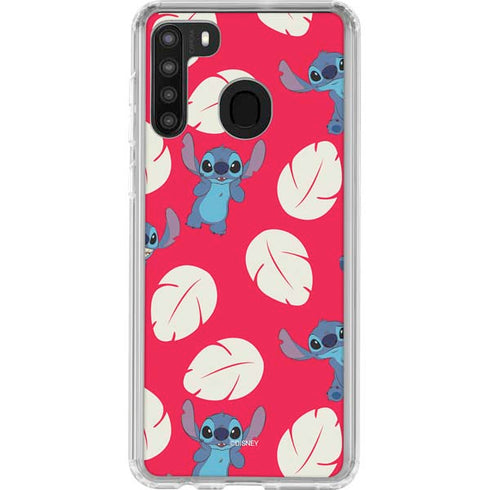 Disney Lilo and Stitch Character Pattern Galaxy A21 Clear Case