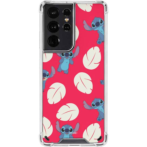 Disney Lilo and Stitch Character Pattern Galaxy S21 Ultra 5G Clear Case