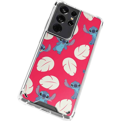 Disney Lilo and Stitch Character Pattern Galaxy S21 Ultra 5G Clear Case