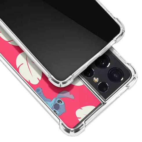 Disney Lilo and Stitch Character Pattern Galaxy S21 Ultra 5G Clear Case