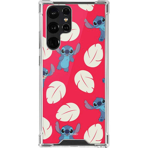 Disney Lilo and Stitch Character Pattern Galaxy S22 Ultra Clear Case