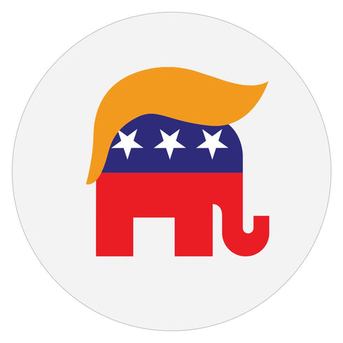 Trump Hair Republican Elephant 4" x 4" Bumper Sticker