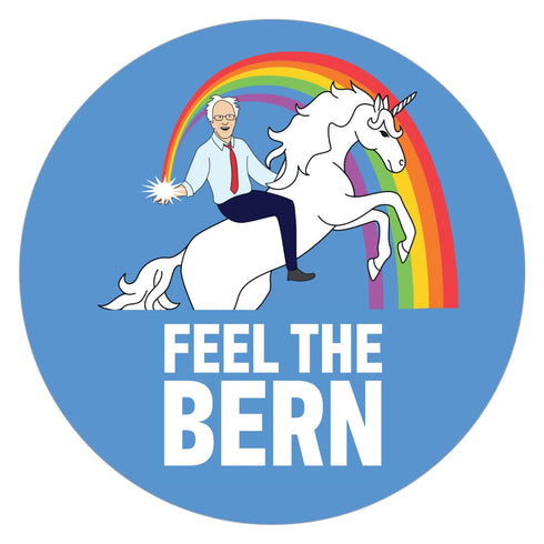 Feel The Bern Unicorn 4" x 4" Bumper Sticker