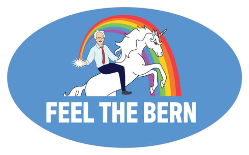 Feel The Bern Unicorn 5" x 3" Bumper Sticker