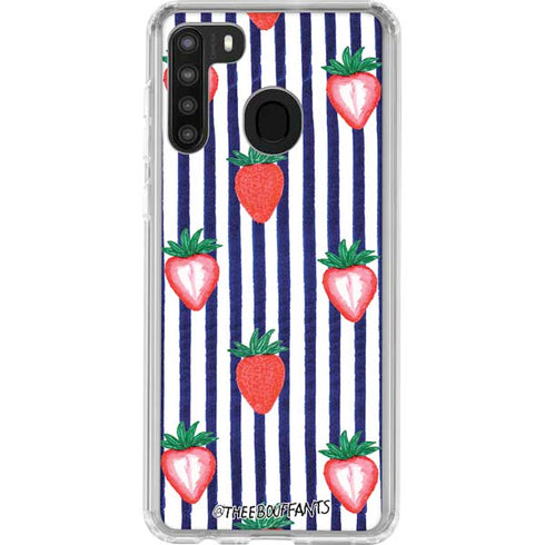 Bouffants and Broken Hearts Strawberries and Stripes Galaxy A21 Clear Case