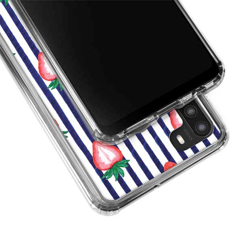Bouffants and Broken Hearts Strawberries and Stripes Galaxy A21 Clear Case