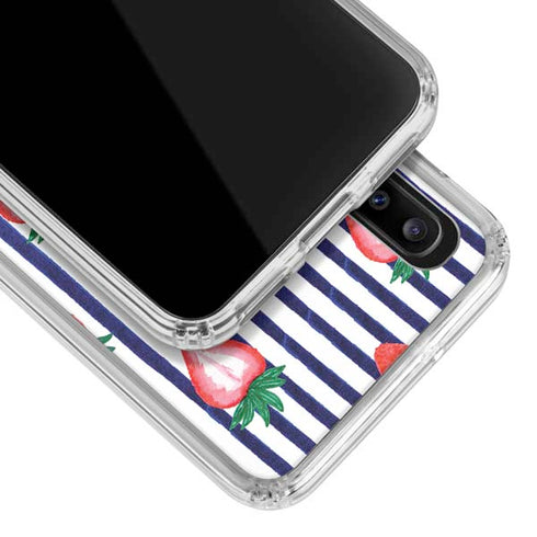 Bouffants and Broken Hearts Strawberries and Stripes Galaxy A30 Clear Case