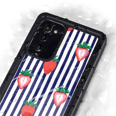 Bouffants and Broken Hearts Strawberries and Stripes Galaxy Note20 5G Waterproof Case