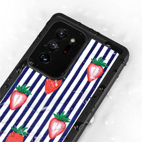 Bouffants and Broken Hearts Strawberries and Stripes Galaxy Note20 Ultra 5G Waterproof Case
