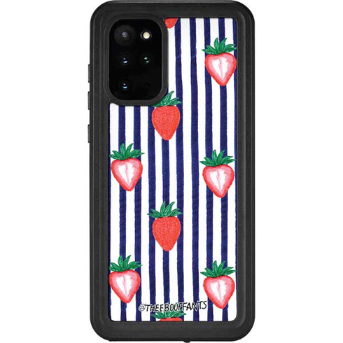 Bouffants and Broken Hearts Strawberries and Stripes Galaxy S20 Plus Waterproof Case