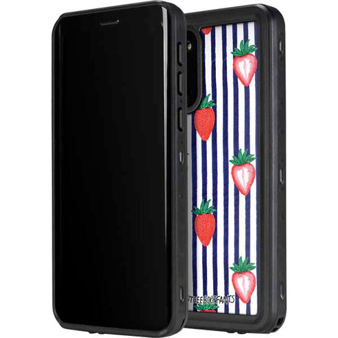 Bouffants and Broken Hearts Strawberries and Stripes Galaxy S20 Plus Waterproof Case