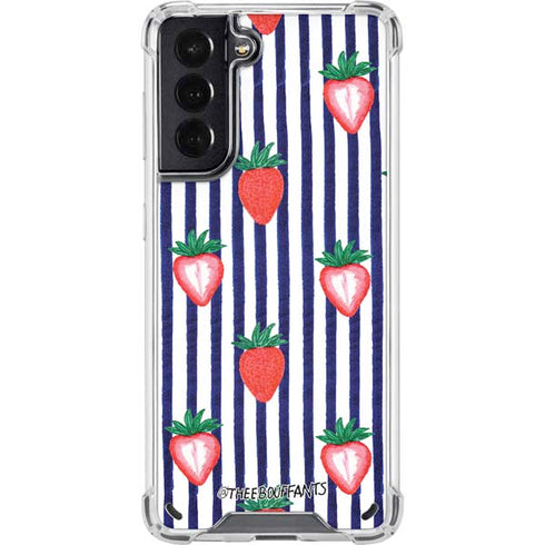 Bouffants and Broken Hearts Strawberries and Stripes Galaxy S21 5G Clear Case
