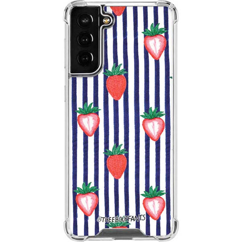 Bouffants and Broken Hearts Strawberries and Stripes Galaxy S21 FE Clear Case