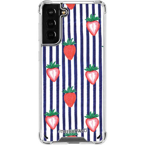Bouffants and Broken Hearts Strawberries and Stripes Galaxy S21 Plus 5G Clear Case