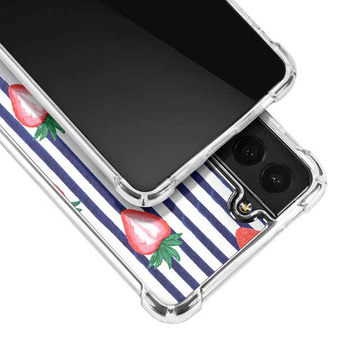 Bouffants and Broken Hearts Strawberries and Stripes Galaxy S21 Plus 5G Clear Case