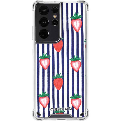 Bouffants and Broken Hearts Strawberries and Stripes Galaxy S21 Ultra 5G Clear Case