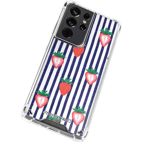 Bouffants and Broken Hearts Strawberries and Stripes Galaxy S21 Ultra 5G Clear Case
