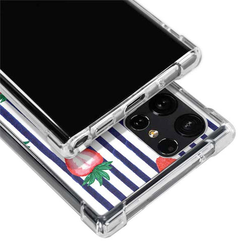 Bouffants and Broken Hearts Strawberries and Stripes Galaxy S22 Ultra Clear Case
