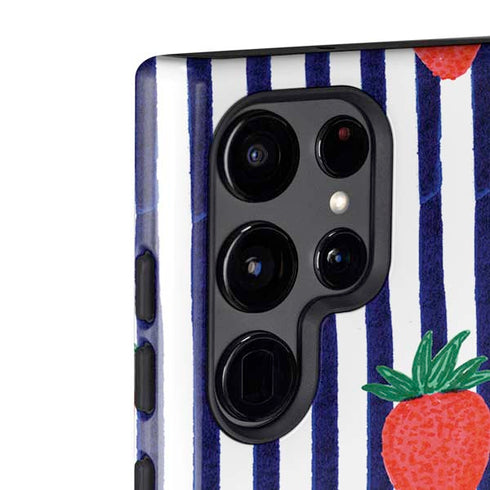 Bouffants and Broken Hearts Strawberries and Stripes Galaxy S22 Ultra Pro Case