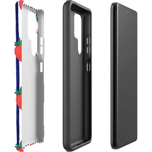 Bouffants and Broken Hearts Strawberries and Stripes Galaxy S22 Ultra Pro Case