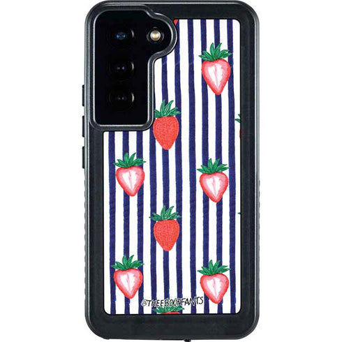 Bouffants and Broken Hearts Strawberries and Stripes Galaxy S23 Waterproof Case