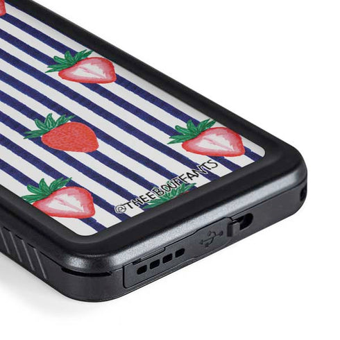 Bouffants and Broken Hearts Strawberries and Stripes Galaxy S23 Waterproof Case