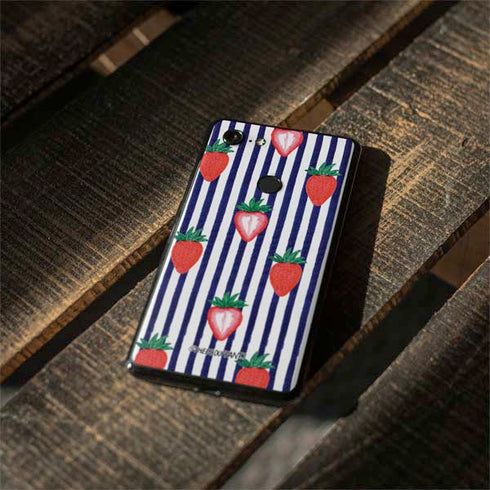 Bouffants and Broken Hearts Strawberries and Stripes Google Pixel 3 Skin
