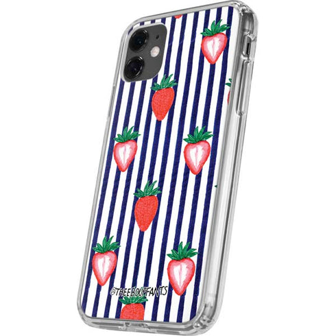 Bouffants and Broken Hearts Strawberries and Stripes iPhone 11 Clear Case