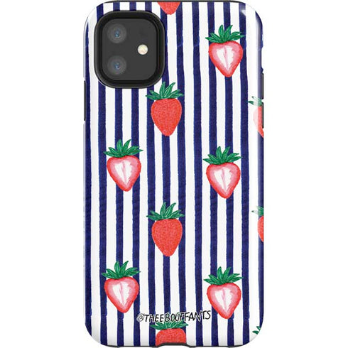 Bouffants and Broken Hearts Strawberries and Stripes iPhone 11 Impact Case