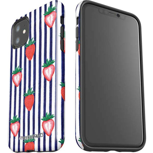 Bouffants and Broken Hearts Strawberries and Stripes iPhone 11 Impact Case