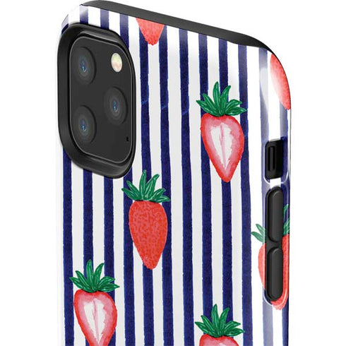 Bouffants and Broken Hearts Strawberries and Stripes iPhone 11 Pro Max Impact Case
