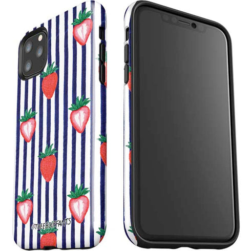 Bouffants and Broken Hearts Strawberries and Stripes iPhone 11 Pro Max Impact Case