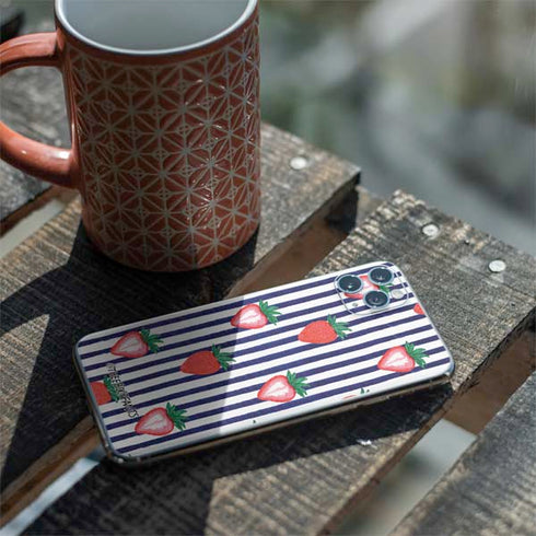 Bouffants and Broken Hearts Strawberries and Stripes iPhone 11 Pro Max Skin