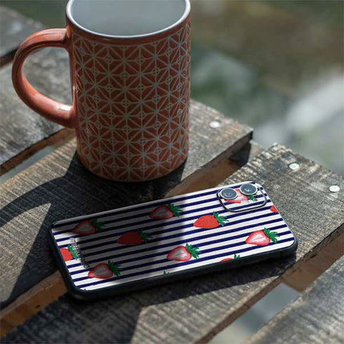 Bouffants and Broken Hearts Strawberries and Stripes iPhone 11 Skin