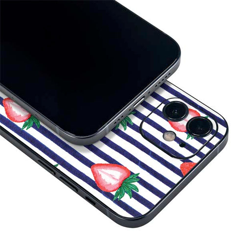 Bouffants and Broken Hearts Strawberries and Stripes iPhone 12 Mini Skin