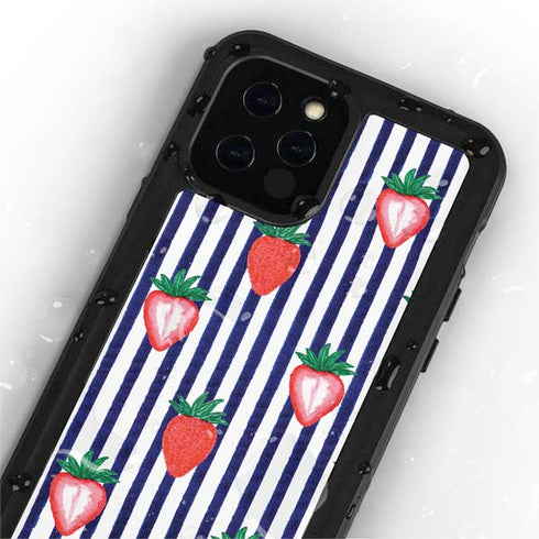 Bouffants and Broken Hearts Strawberries and Stripes iPhone 12 Pro Waterproof Case