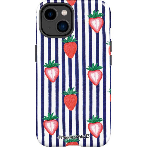 Bouffants and Broken Hearts Strawberries and Stripes iPhone 15 Plus Impact Case
