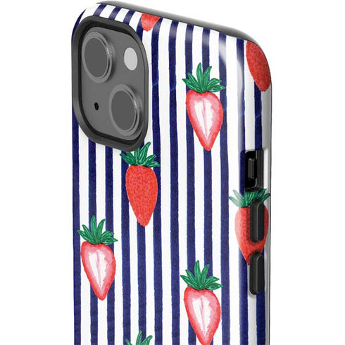 Bouffants and Broken Hearts Strawberries and Stripes iPhone 14 Plus Impact Case