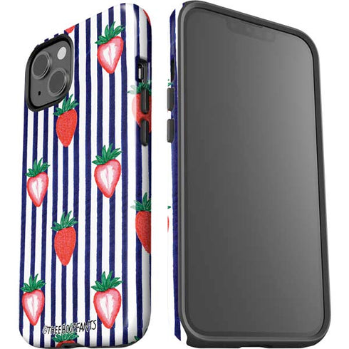 Bouffants and Broken Hearts Strawberries and Stripes iPhone 14 Plus Impact Case
