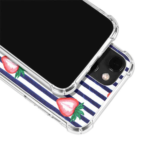 Bouffants and Broken Hearts Strawberries and Stripes iPhone 14 Plus Clear Case