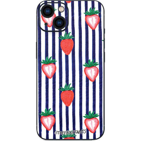 Bouffants and Broken Hearts Strawberries and Stripes iPhone 15 Plus Skin