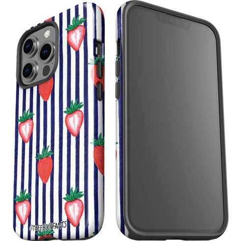 Bouffants and Broken Hearts Strawberries and Stripes iPhone 14 Pro Impact Case