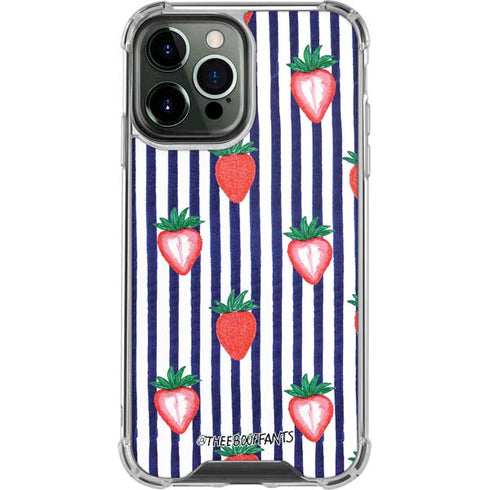 Bouffants and Broken Hearts Strawberries and Stripes iPhone 14 Pro Max Clear Case