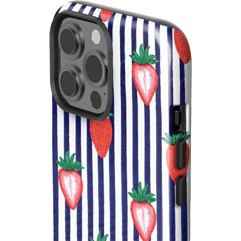 Bouffants and Broken Hearts Strawberries and Stripes iPhone 15 Pro Max Impact Case