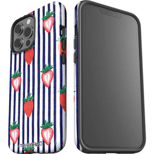 Bouffants and Broken Hearts Strawberries and Stripes iPhone 15 Pro Max Impact Case