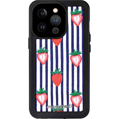 Bouffants and Broken Hearts Strawberries and Stripes iPhone 14 Pro Waterproof Case