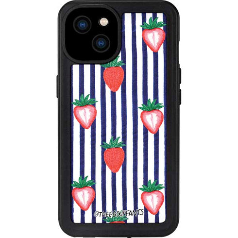 Bouffants and Broken Hearts Strawberries and Stripes iPhone 15 Plus Waterproof Case