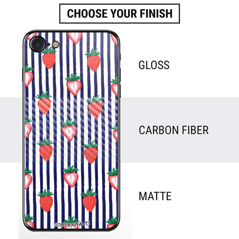 Bouffants and Broken Hearts Strawberries and Stripes iPhone SE (2nd & 3rd Gen) Skin