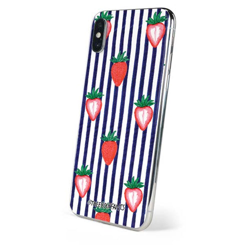 Bouffants and Broken Hearts Strawberries and Stripes iPhone X Skin